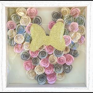 Minnie shaped flower shadow box